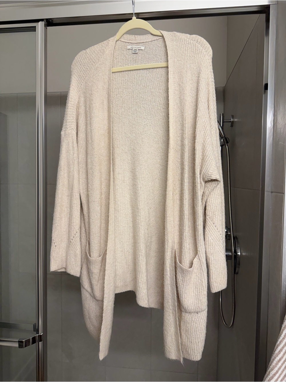 American Eagle Beige Open-Front Cozy Knit Cardigan Sweater - Women